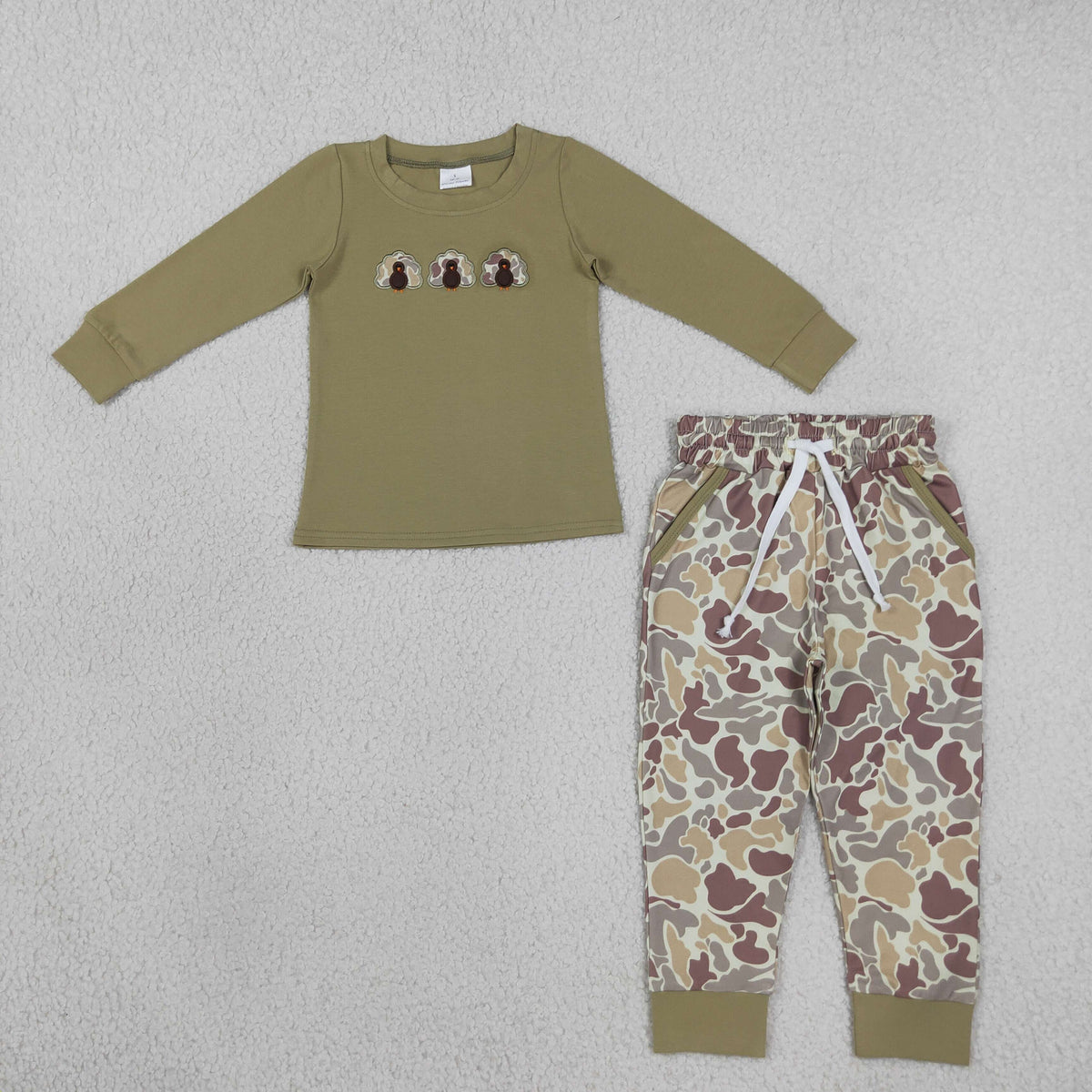Sibling Baby Boys Embroidery Pumpkins Turkey Deer Top Jogger Pants Fall Clothes Sets