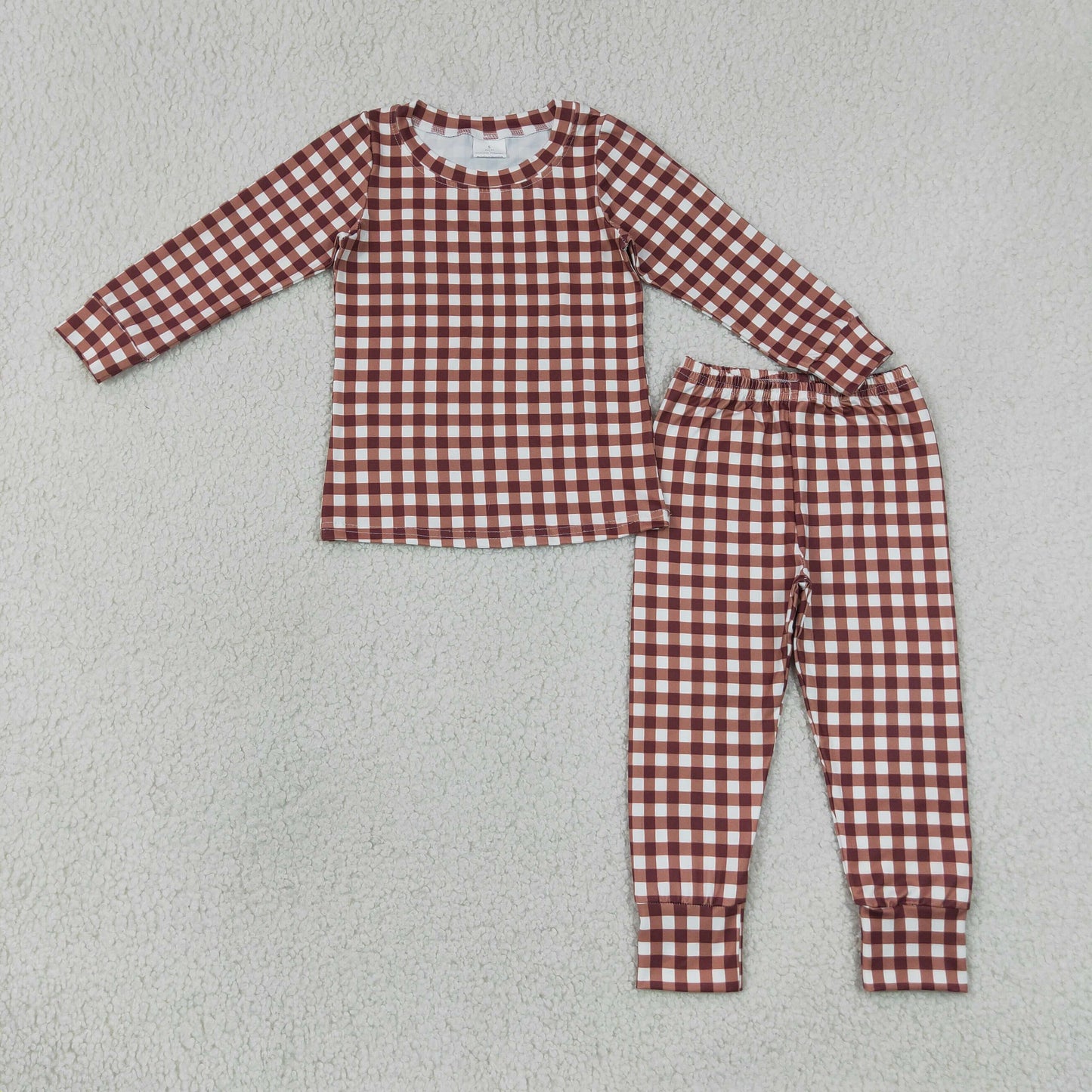 Sibling Baby Boys Warped Checkerboard Print Pant Fall Pajamas Set Zip Rompers