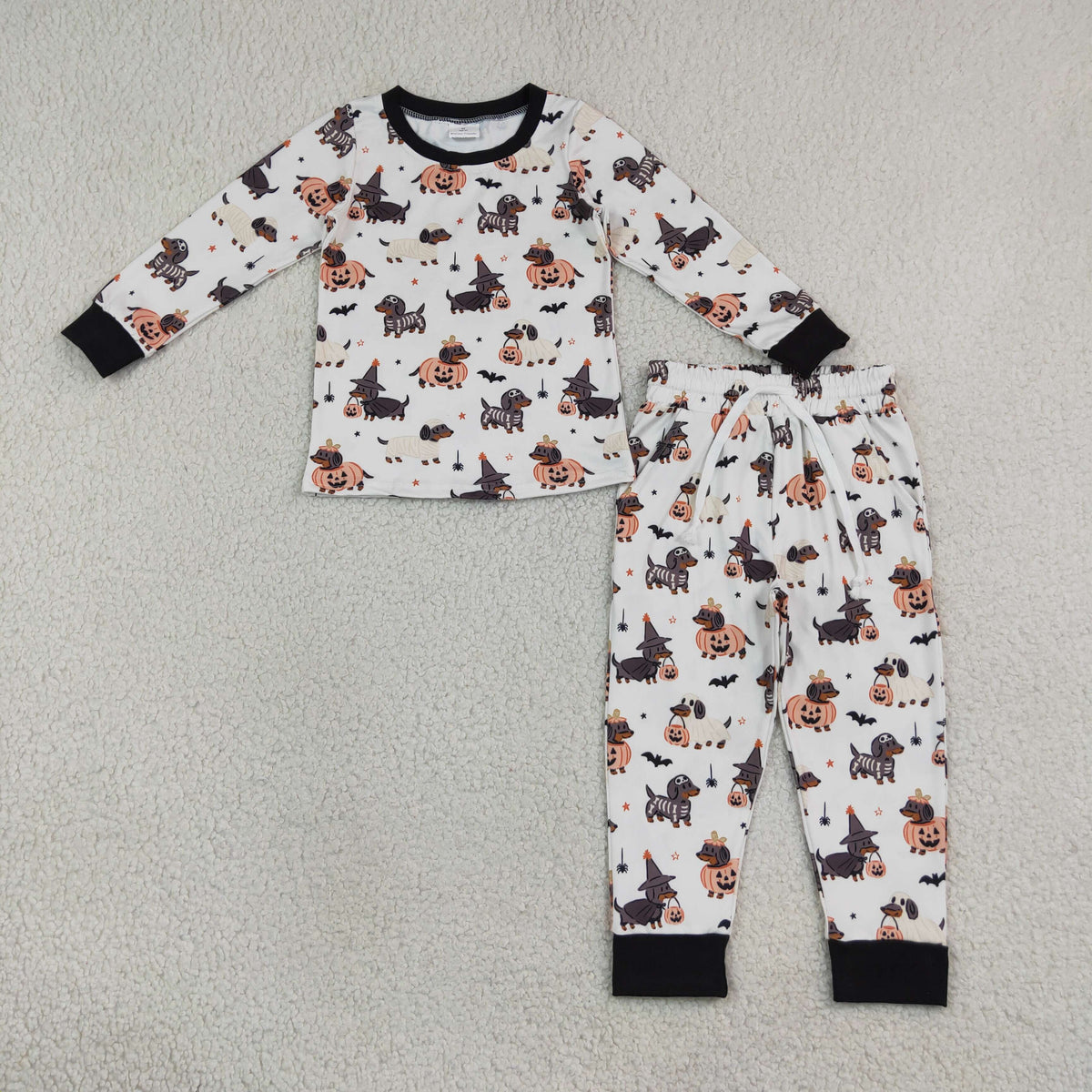 BLP1548 Baby Boys Ghost Pumpkins Dogs Top Pant Halloween Pajamas Clothes Set