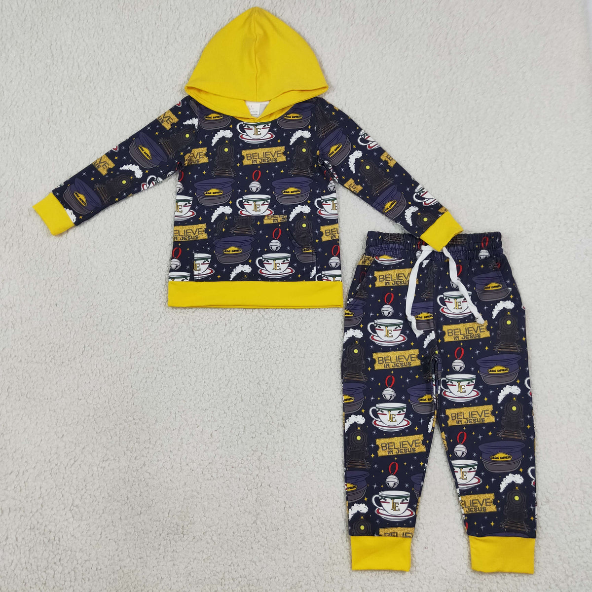 Siblings Baby Boys Girls Believe in Jesus Top Pockets Pants Clothes Sets