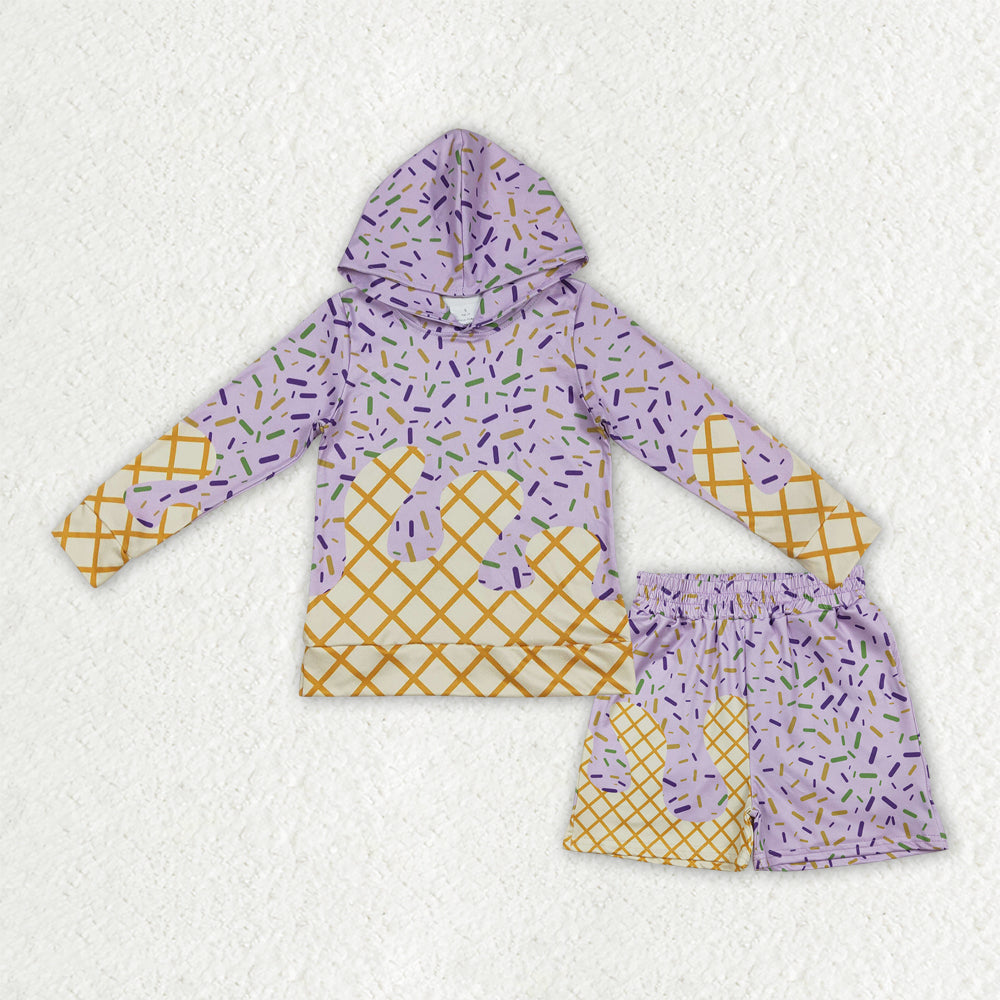BLS0029 Baby Boys Mardigras Sprinkles Drip Hoodie Pockets Shorts Team Clothes Sets