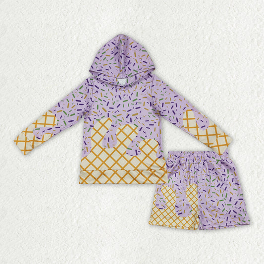 BLS0029 Baby Boys Mardigras Sprinkles Drip Hoodie Pockets Shorts Team Clothes Sets