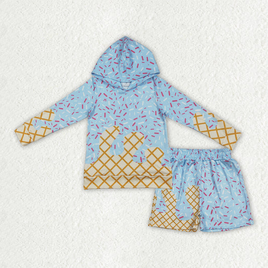 BLS0030 Baby Boys Light Blue Sprinkles Drip Hoodies Top Shorts Team Clothes Sets
