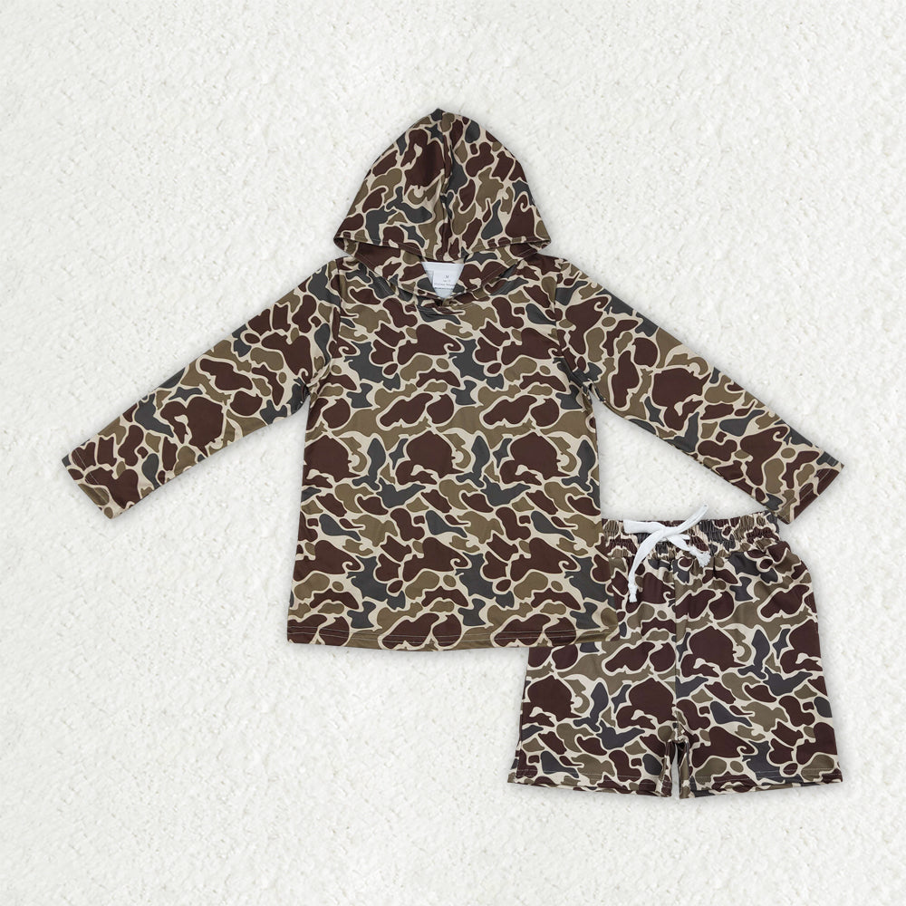 Sibling Baby Boys Long Sleeve Southern Camo Hoodie Top Pockets Shorts Clothes Sets