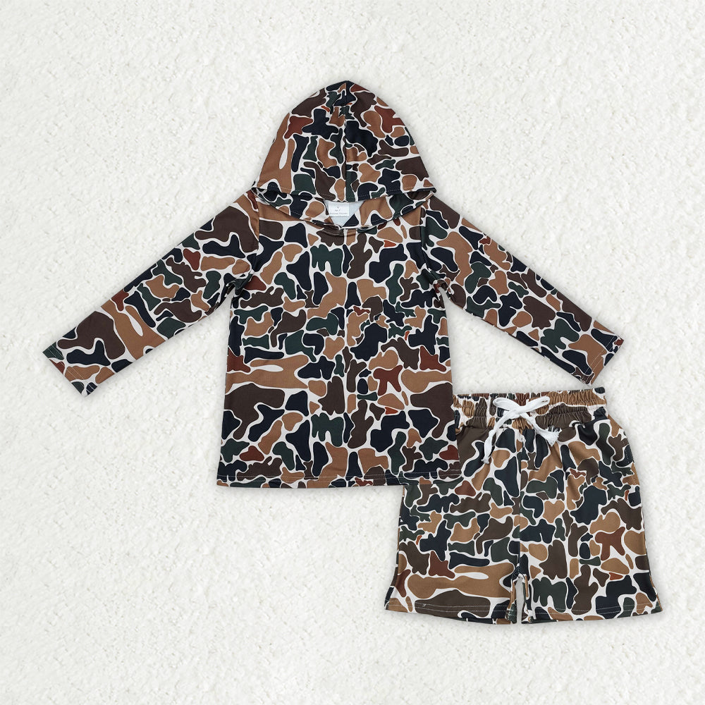 Sibling Baby Boys Long Sleeve Southern Camo Hoodie Top Pockets Shorts Clothes Sets