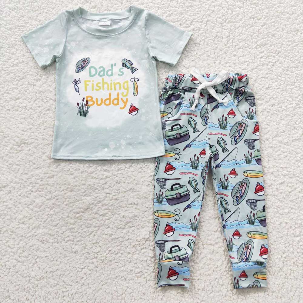 Sibling Boys Baby Girls Daddy Fishing Rompers Outfits Sets