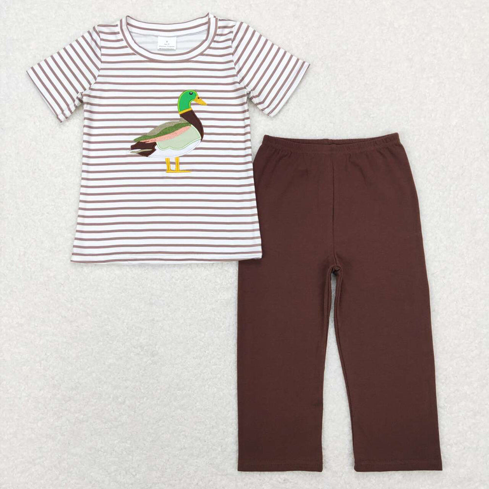 Sibling Baby Boys Embroidery Hunting Short Sleeve Shirt Pants Clothes Sets