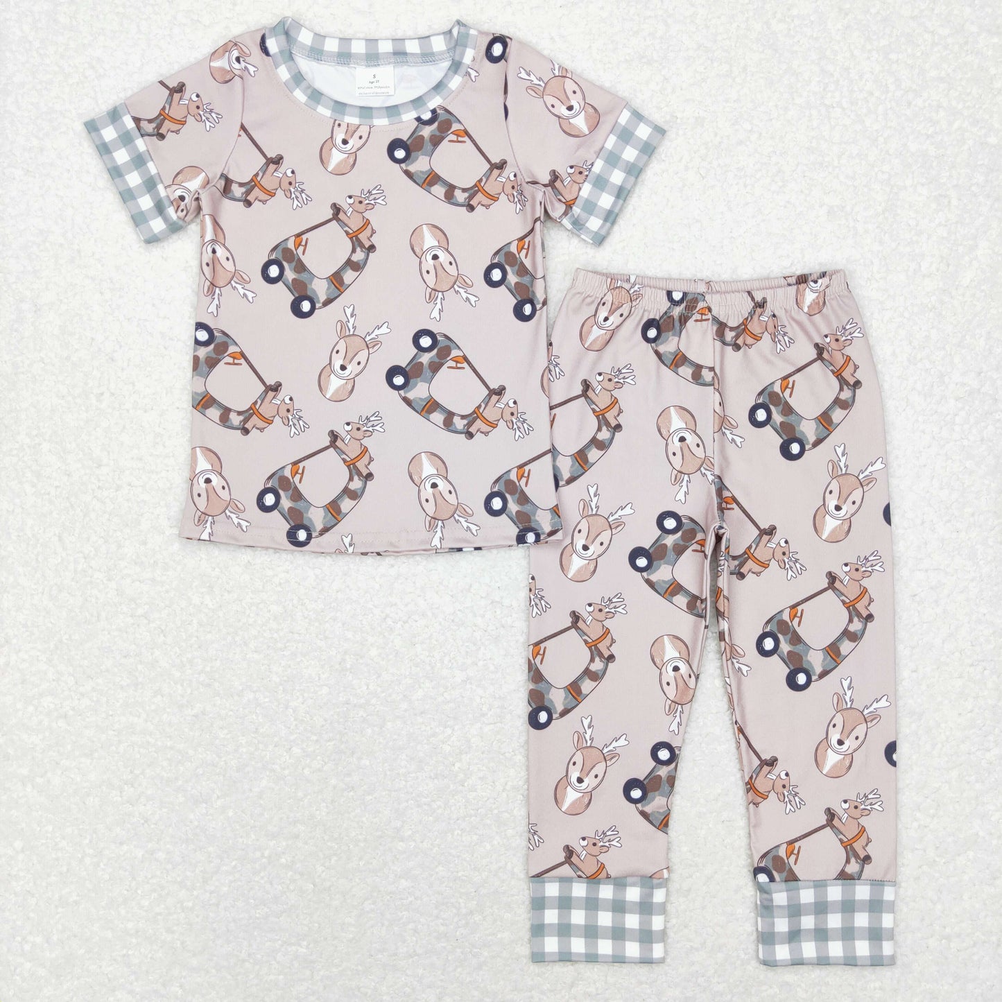 Sibling Baby Girls Trucks Deer Checked Sleeves Top Shorts Pants Christmas Clothes Sets
