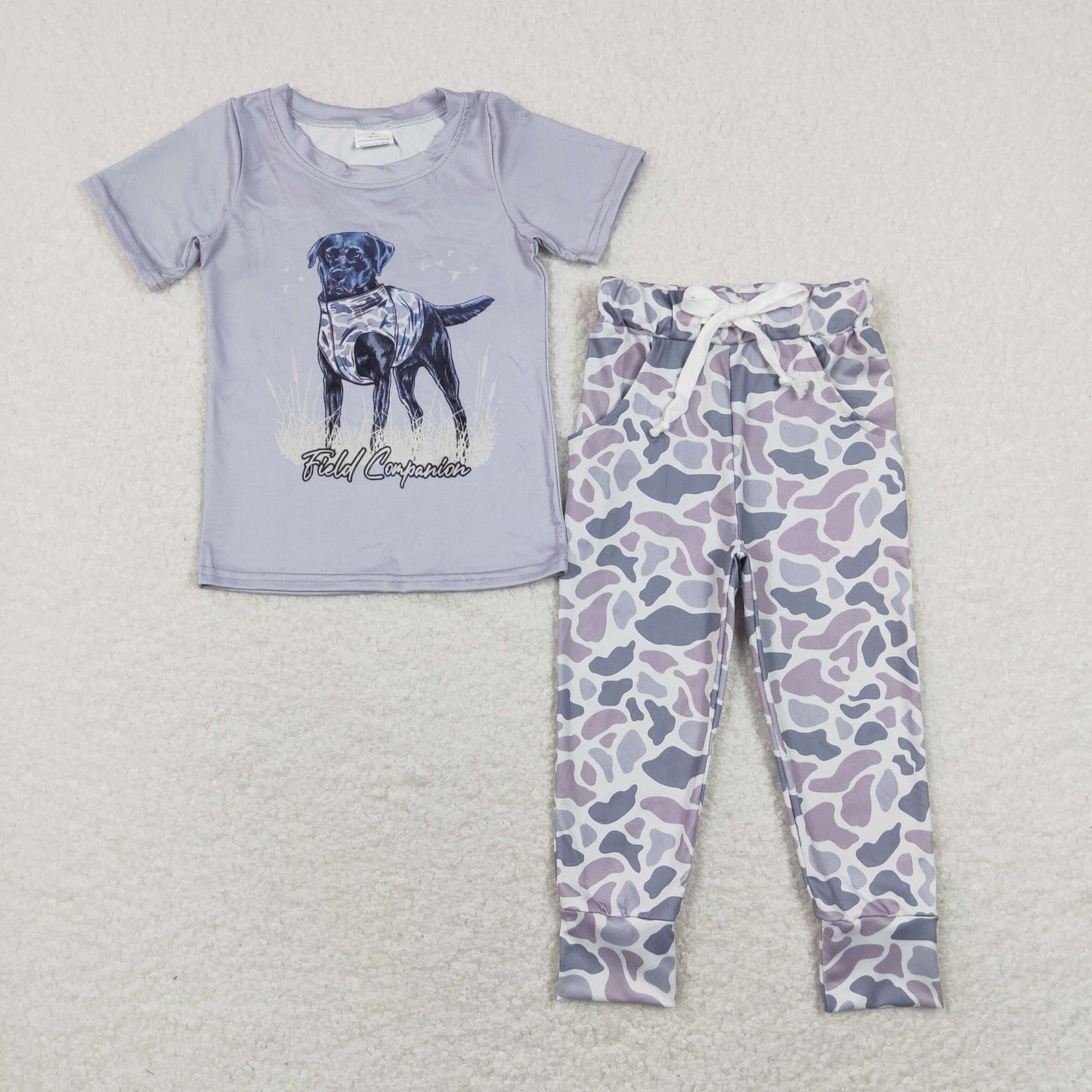 Sibling Baby Boys Short Sleeve Dogs Ducks Top Pants Hunting Pajamas Clothes Sets