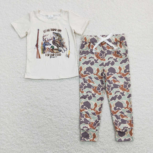 boys deer duck tee shirts green camouflage jogger pants clothing suits BSPO0340