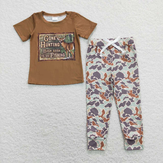 boys gone hunting tee shirts green camouflage jogger pants clothing suits BSPO0343