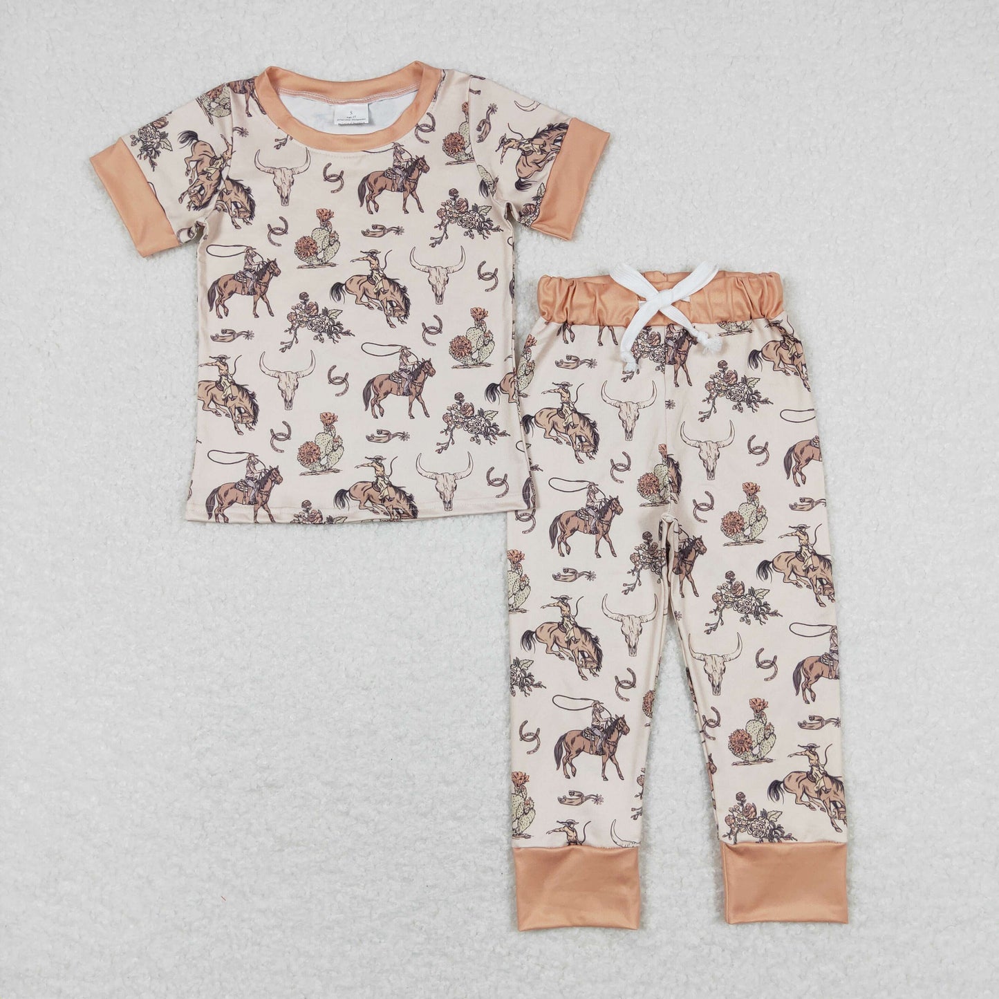 Sibling Baby Boys Girls Short Sleeve Cows Aztec Horses Top Pants Western Pajamas Sets