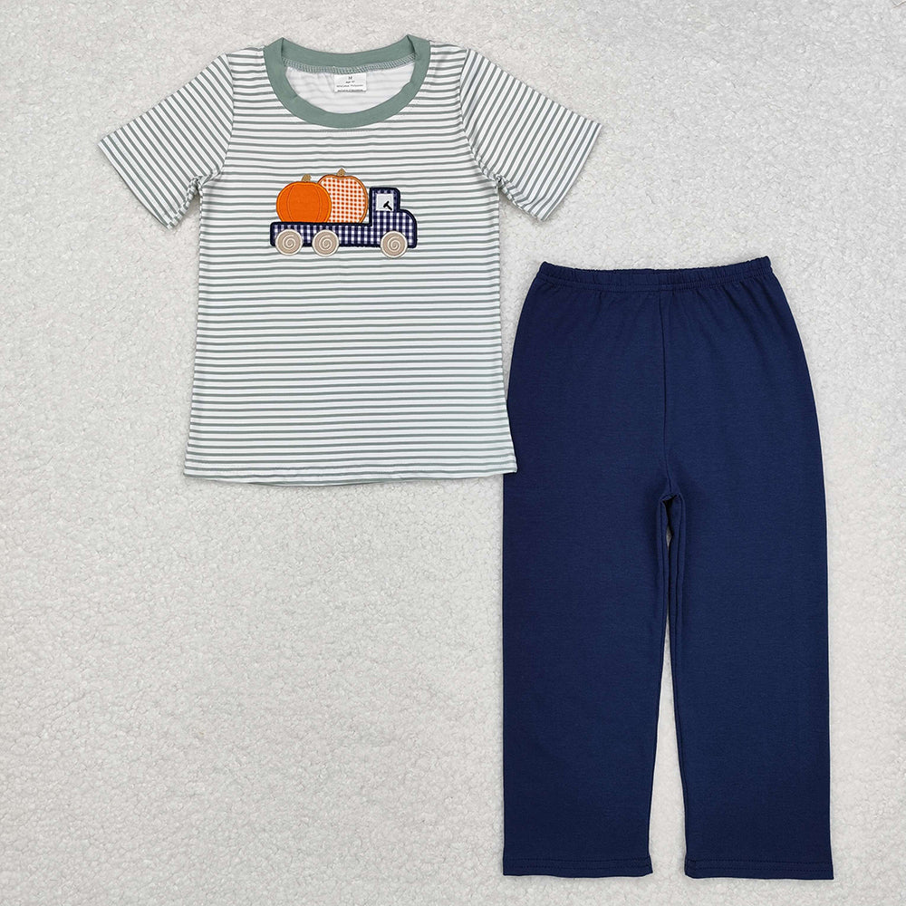 Sibling Baby Boys Dogs Pumpkin Tops Pants Outfits Clothes Sets