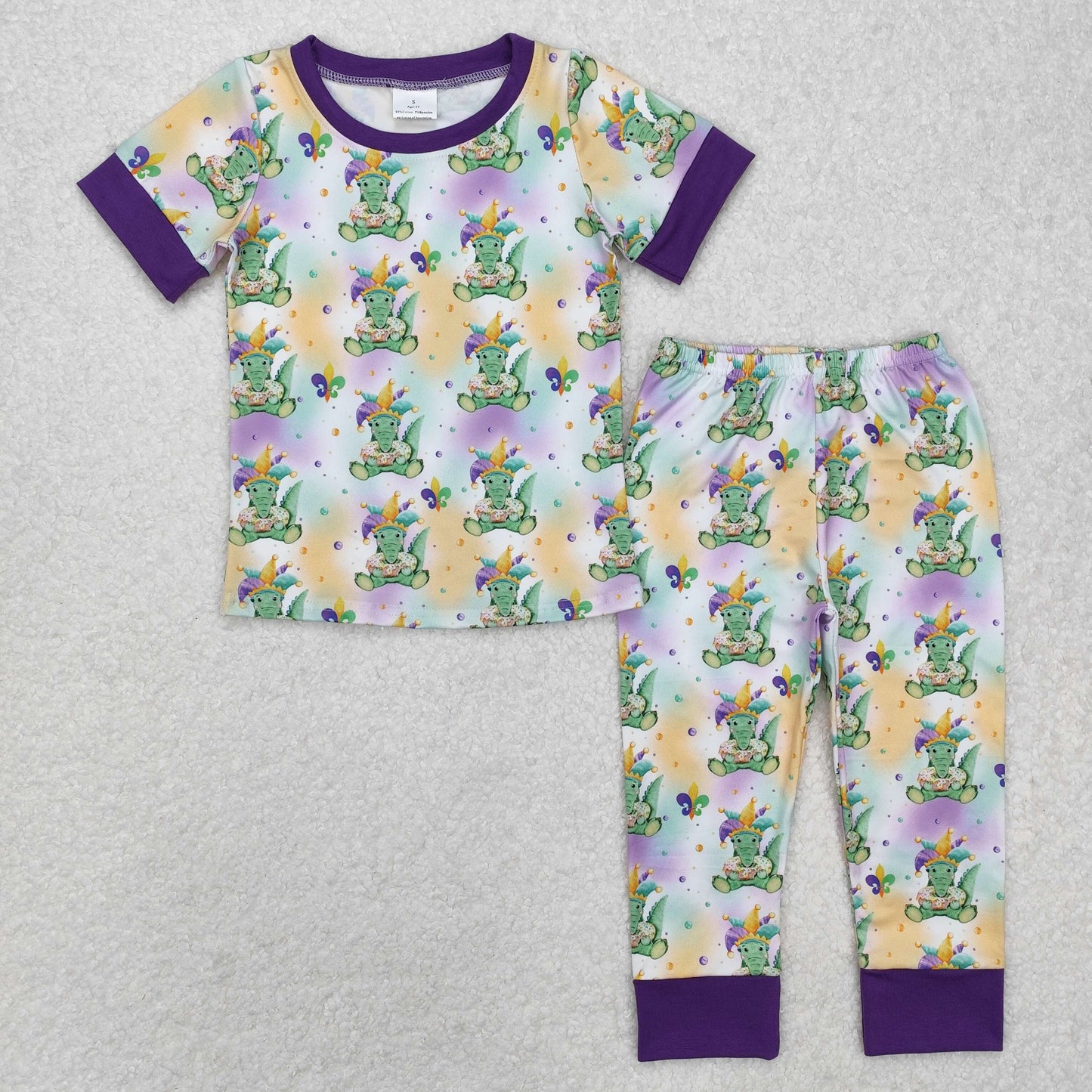 Sibling Baby Boys Girls Mardigras Top Pants Pajamas Sets