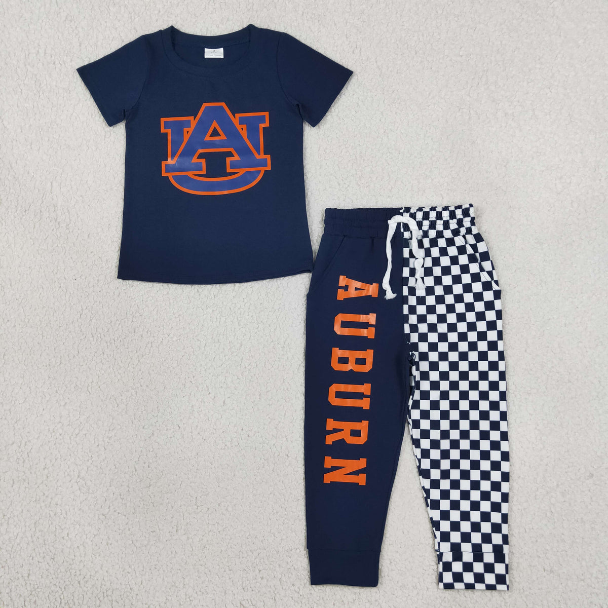 BSPO0694 Baby Boys Navy Vinyl Auburn Top Pockets Jogger Team Clothes Set