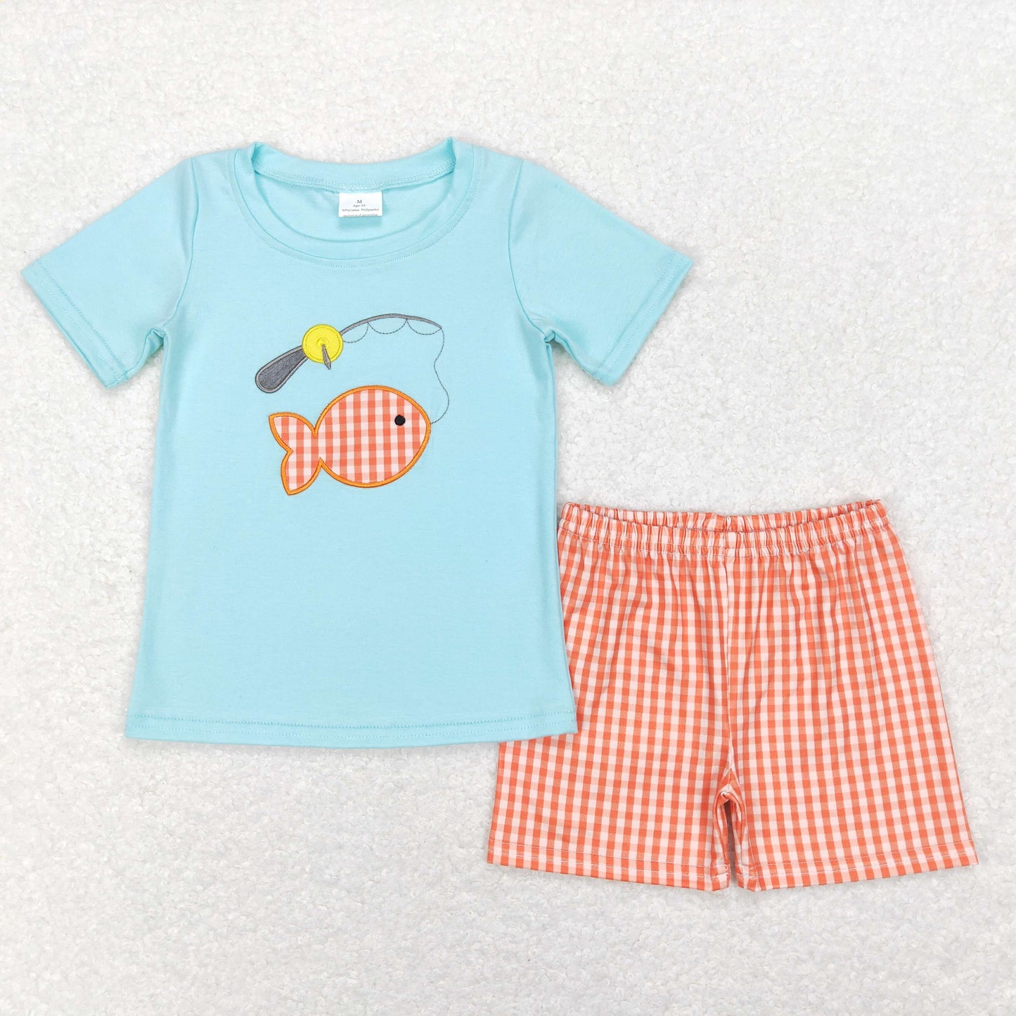 Sibling Baby Boys Embroidery Fishing Tee Shirts Summer Shorts Clothes Sets