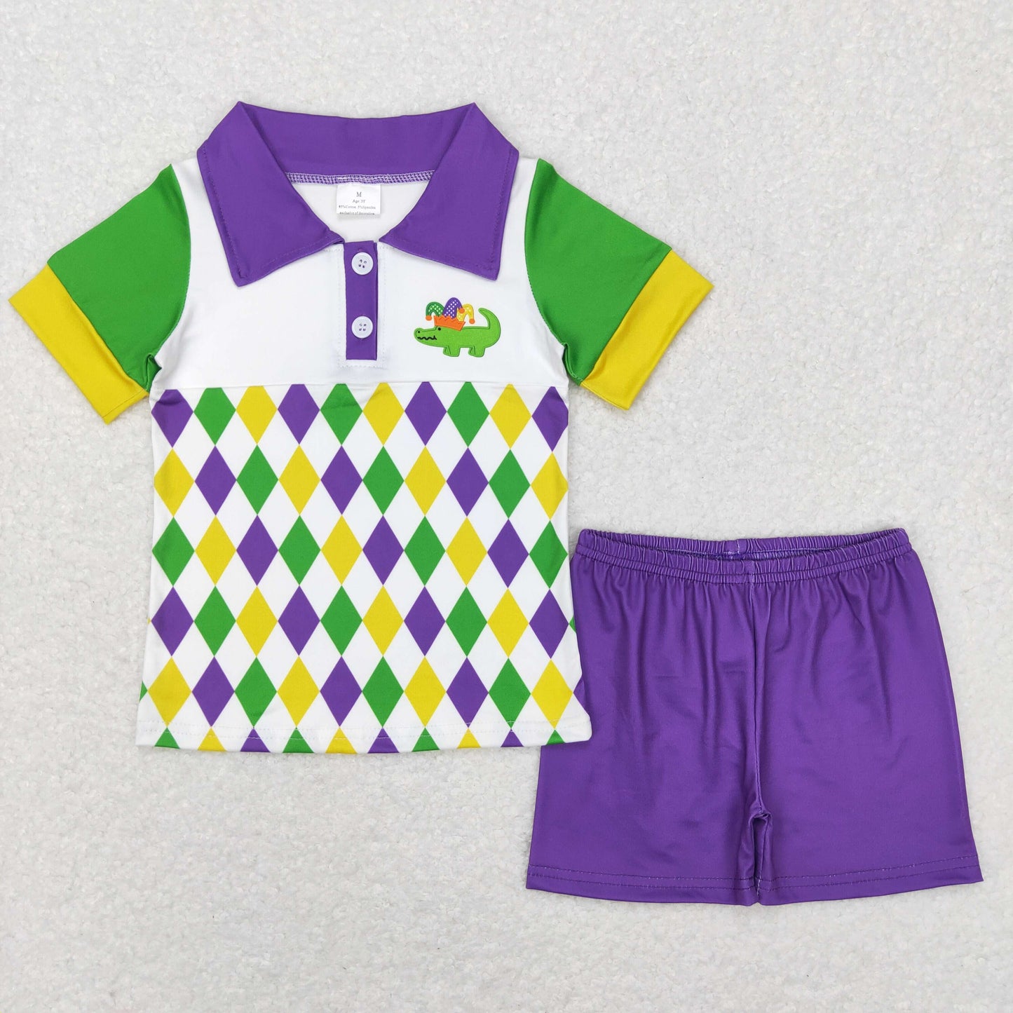 Sibling Baby Boys Mardigras Button Pocket Shirt Top Shorts Clothing Sets