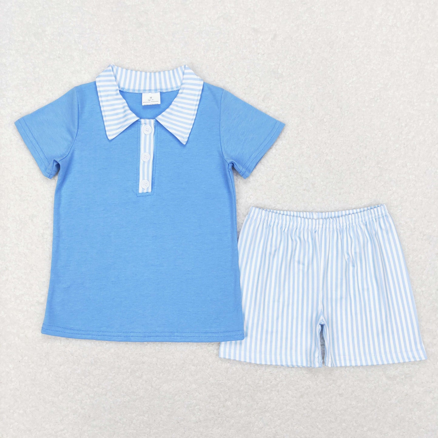 Sibling Baby Boys Stripe Plaid Pocket Button Polo Shirts Pockets Short Clothes Set
