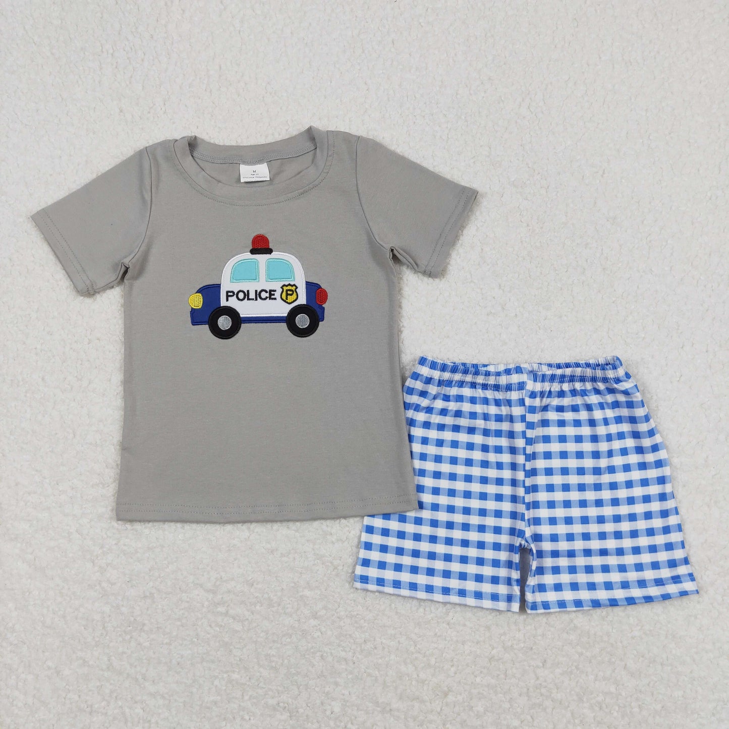Sibling Baby Boys Embroidery Tools Cars Excavators Top Pockets Shorts Clothes Sets