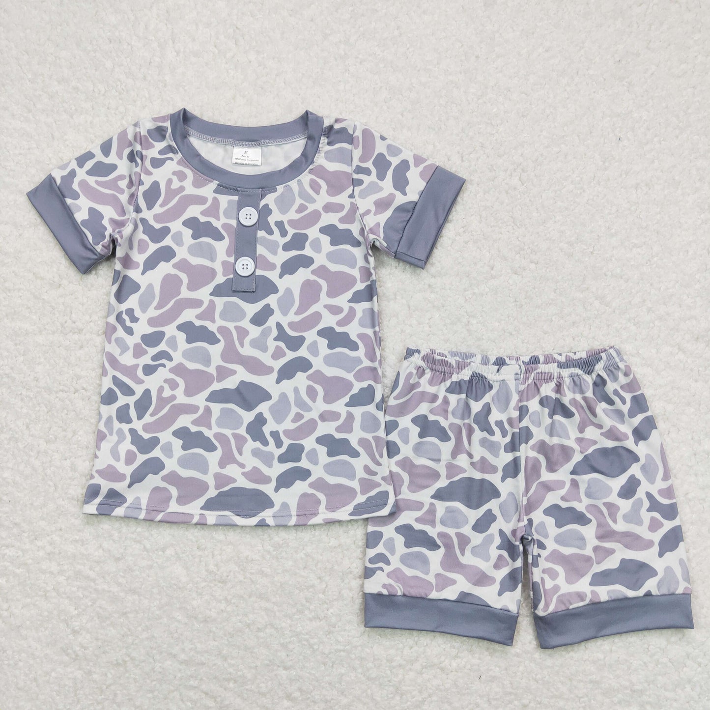 Sibling Baby Boys Southern Light Grey Camo Shirts Tops Shorts Pockets Short Clothes Sets