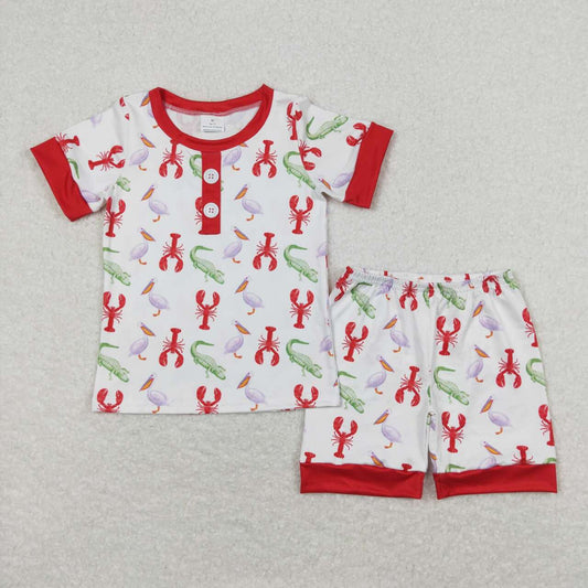 BSSO0643 baby boy clothes crawfish toddler boy summer outfit