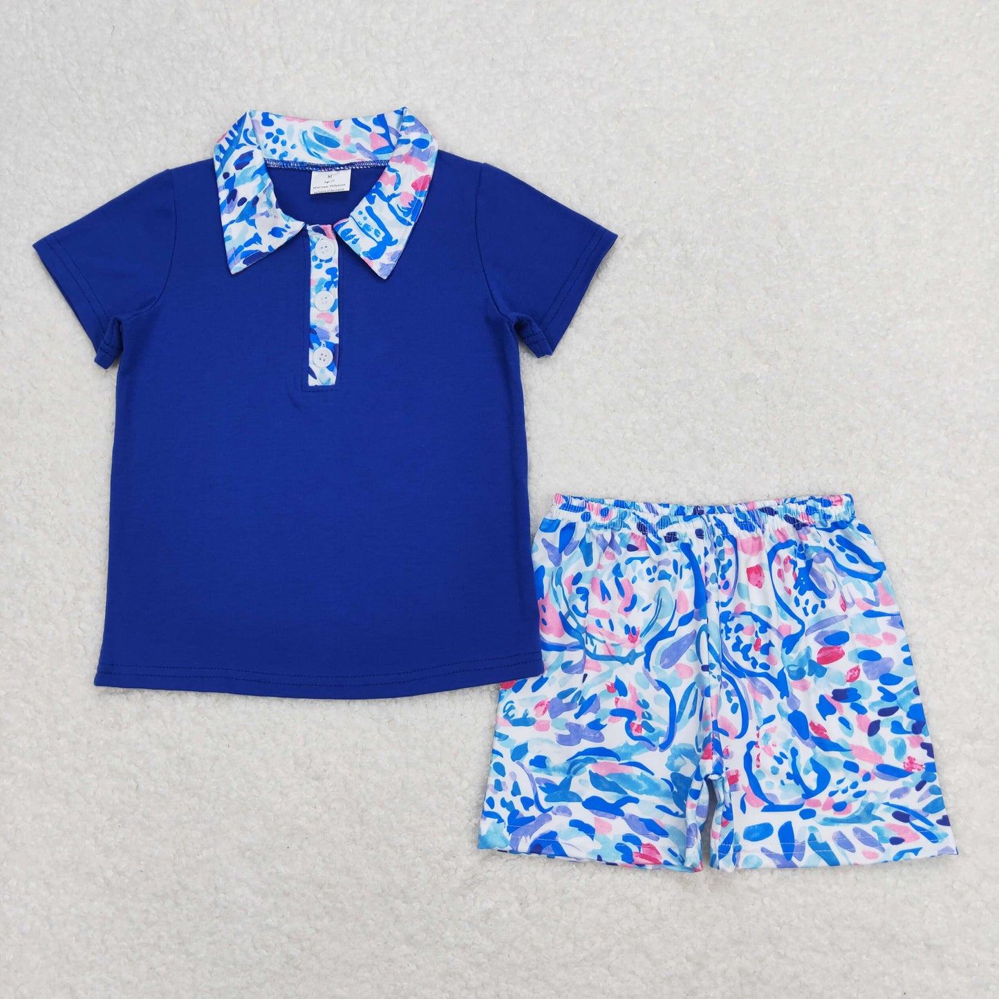 Sibling Baby Boys Deer Aztec Print Button Polo Shirts Pockets Short Western Set