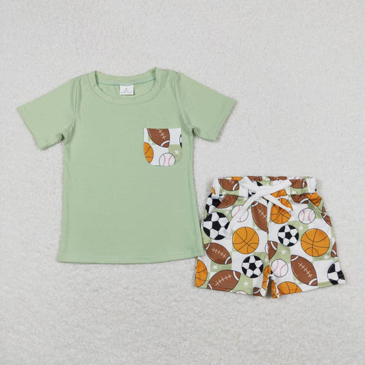 BSSO0694 baby boy clothes play ball toddler boy summer outfits