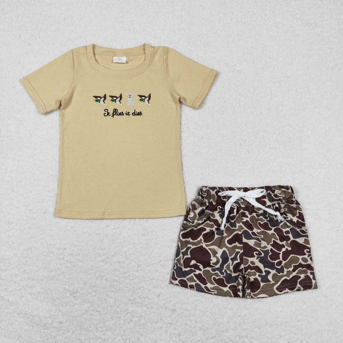 Sibling Baby Boys Embroidery Ducks Top Shorts Hunting Clothes Sets