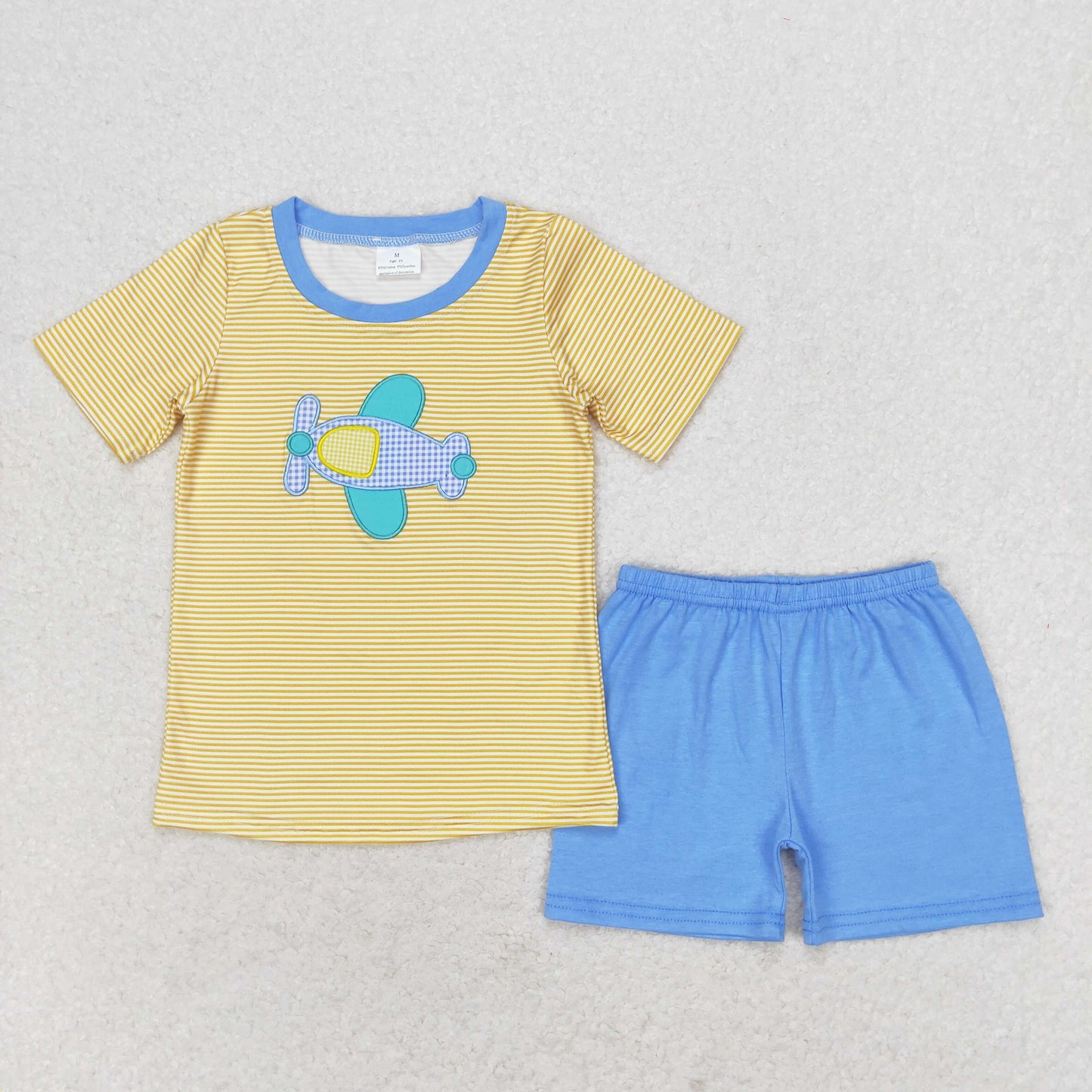 Sibling Baby Boys Embroidery Cars Planes Top Pockets Short Clothes Sets