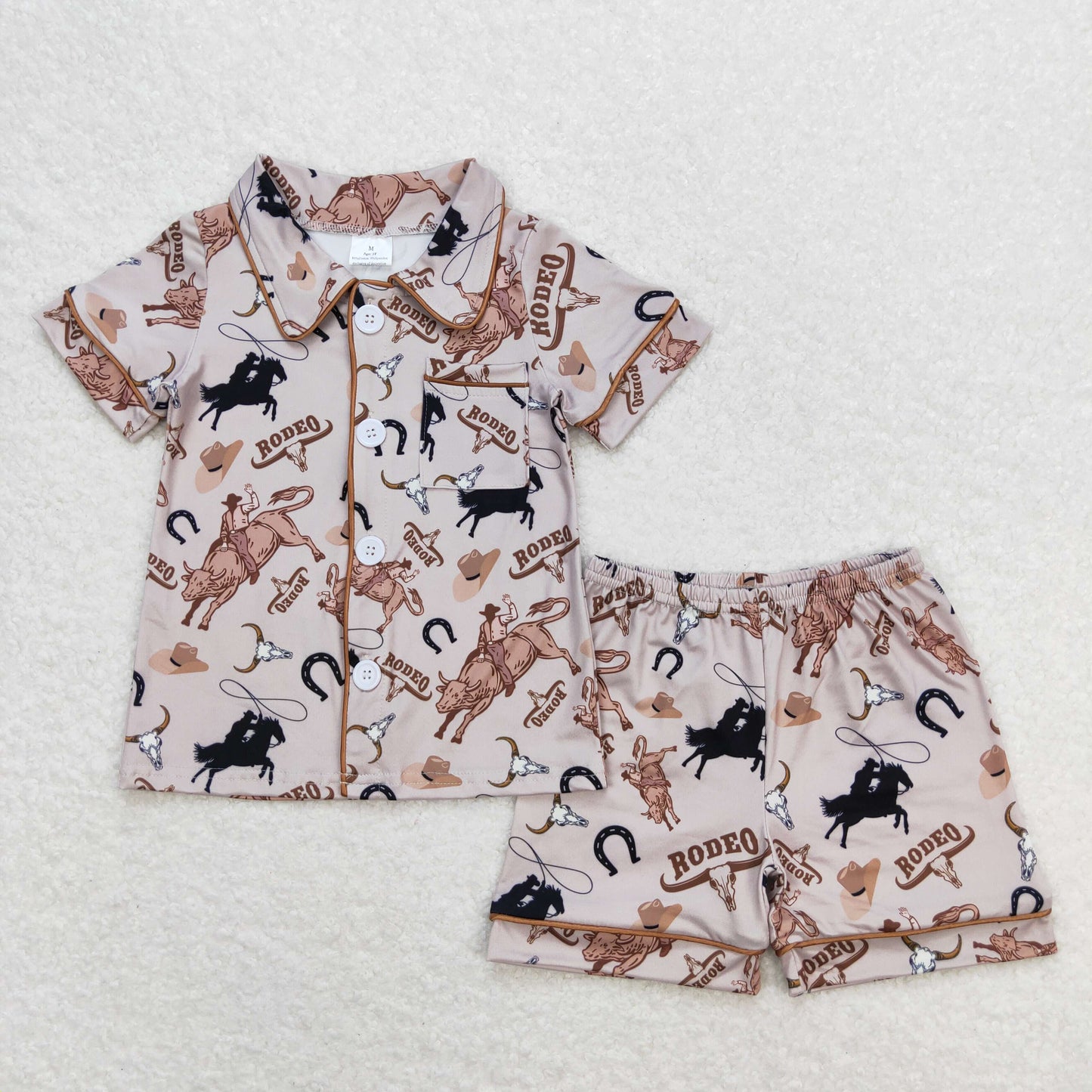 Sibling Baby Boys Bull Skulls Short Pants Western Pajamas Clothes Sets Rompers
