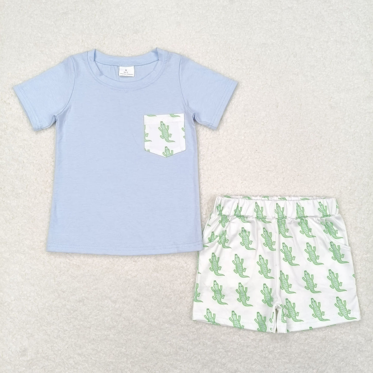 Sibling Baby Boys Short Sleeve Ducks Dogs Pocket Top Pockets Short Hunting Clothes Sets