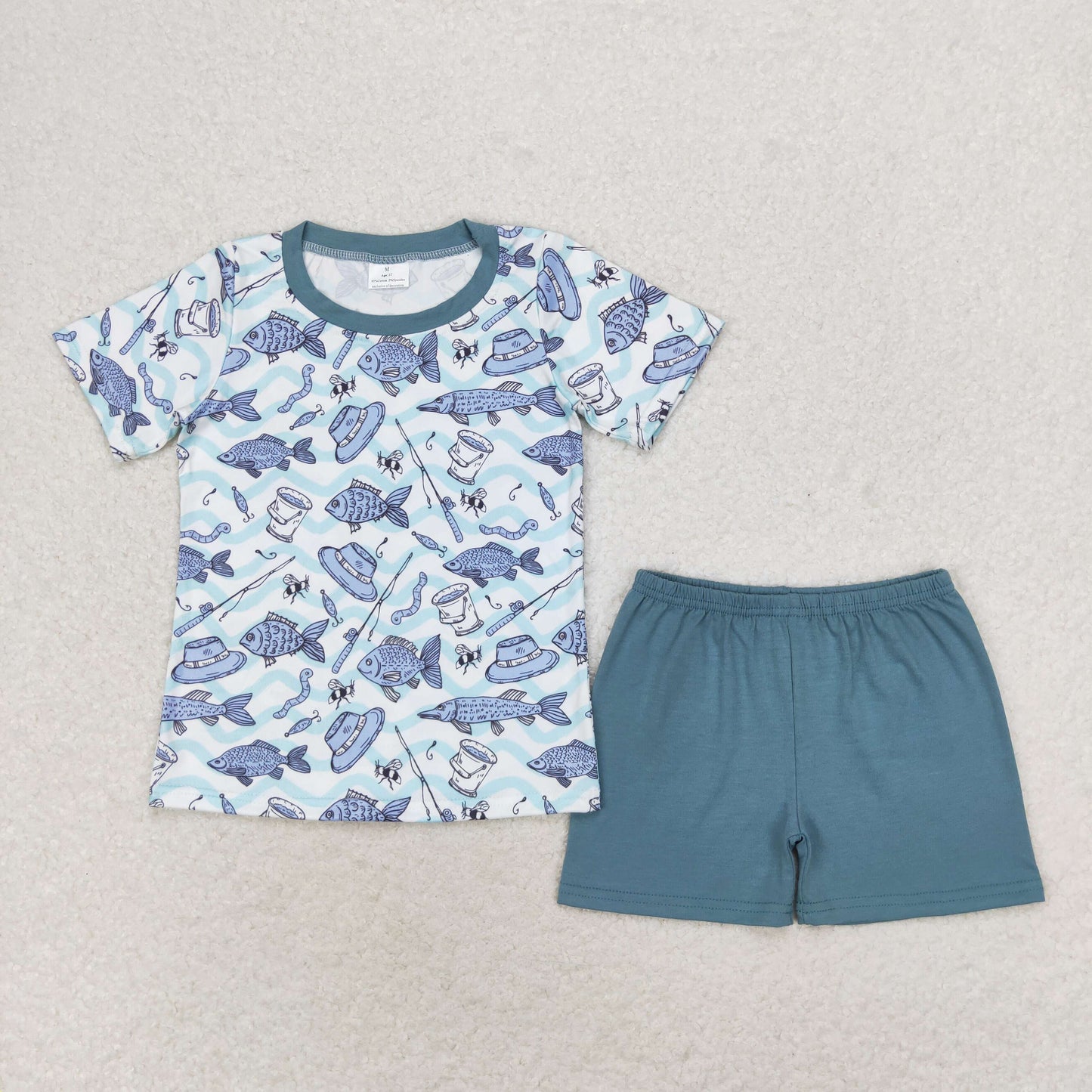 Sibling Baby Boys Short Sleeve Deer Fishing Top Shorts Hunting Pajamas Sets