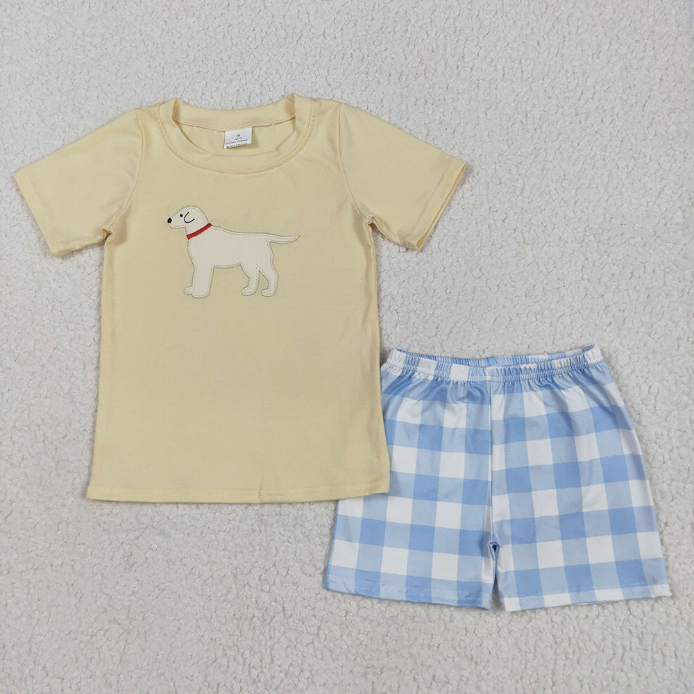 BSSO1058 baby boys clothes embroidery dog summer outfits