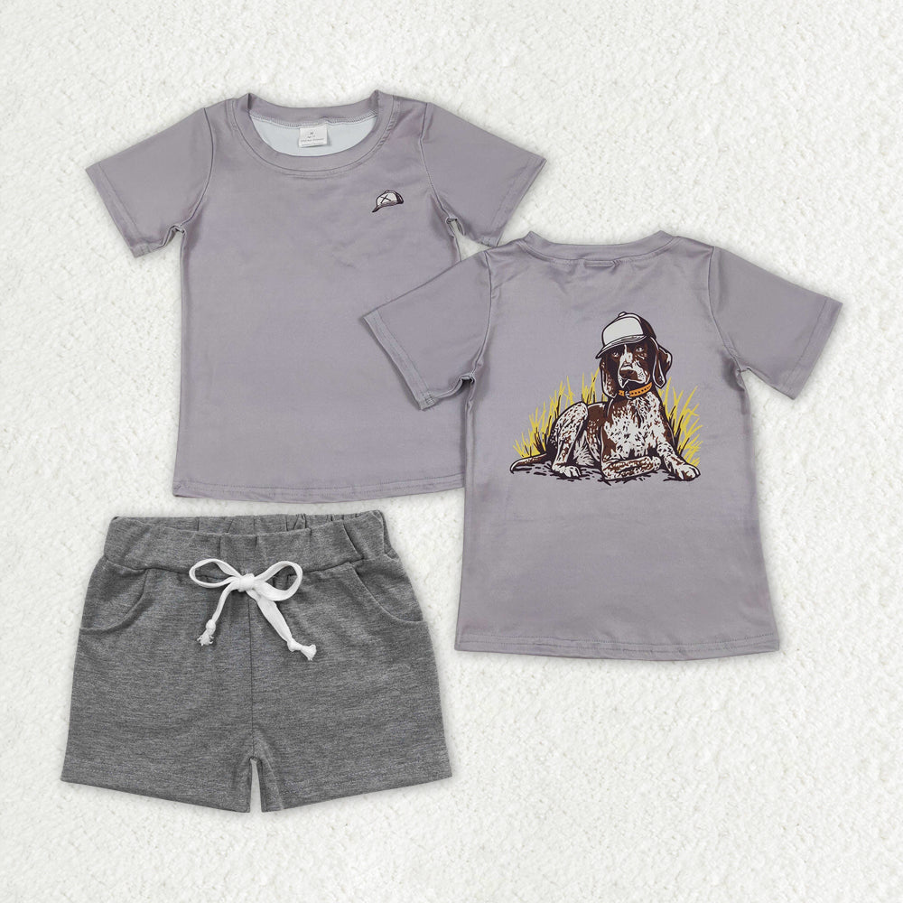 Sibling Baby Boys Camo Dog Print Button Shirts Pockets Short Western Set