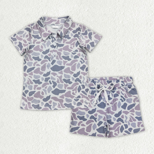 BSSO1384 baby boys pullovers grey camouflage summer outfits sets