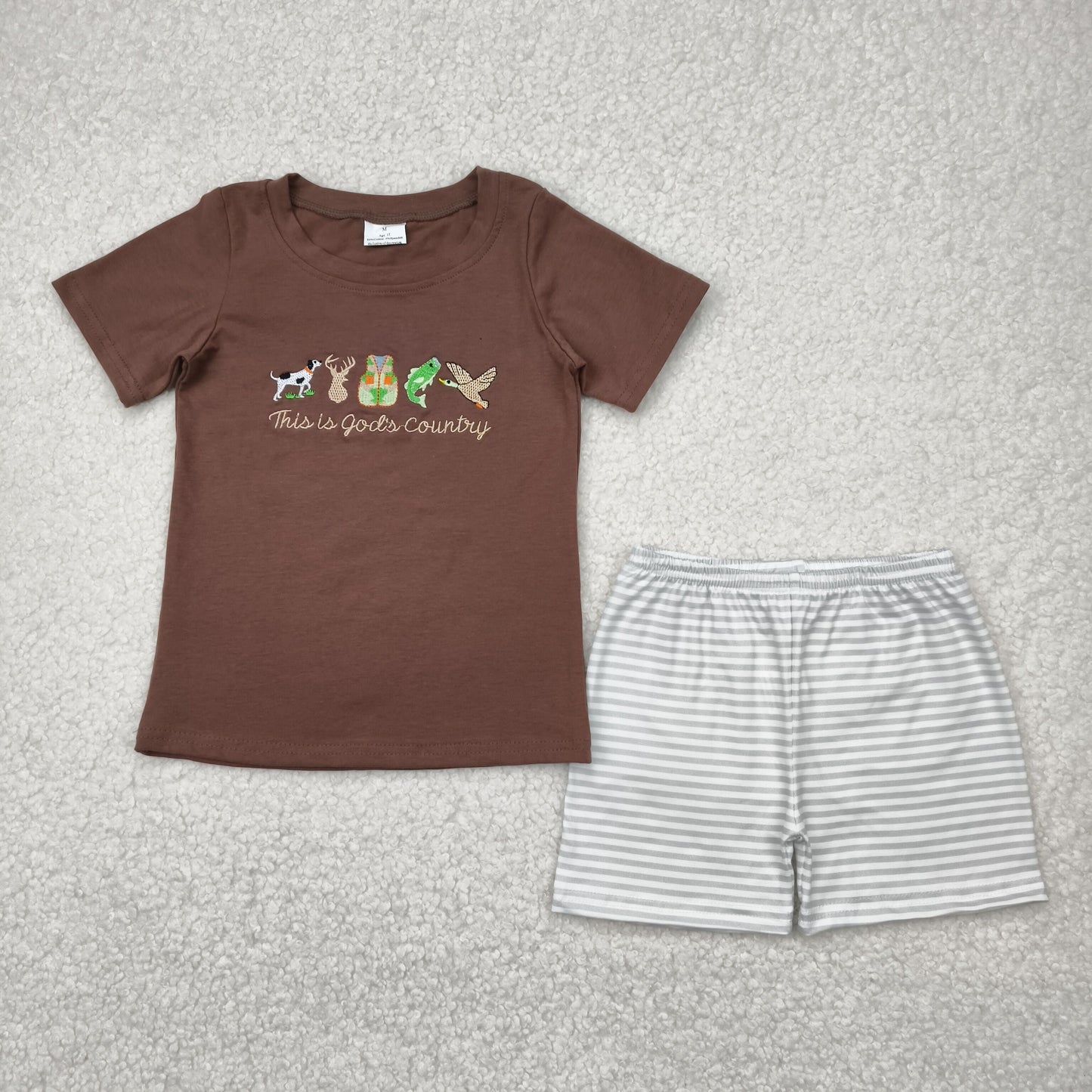 Sibling Baby Boys Embroidery Ducks Top Shorts Hunting Clothes Sets