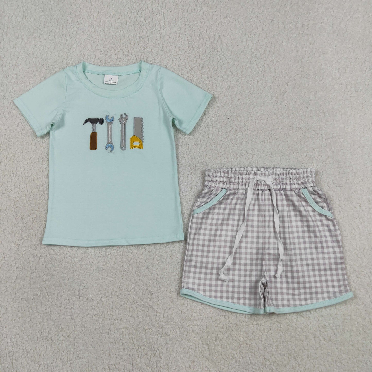 Sibling Baby Boys Summer Embroidery Top Pockets Shorts Clothes Sets