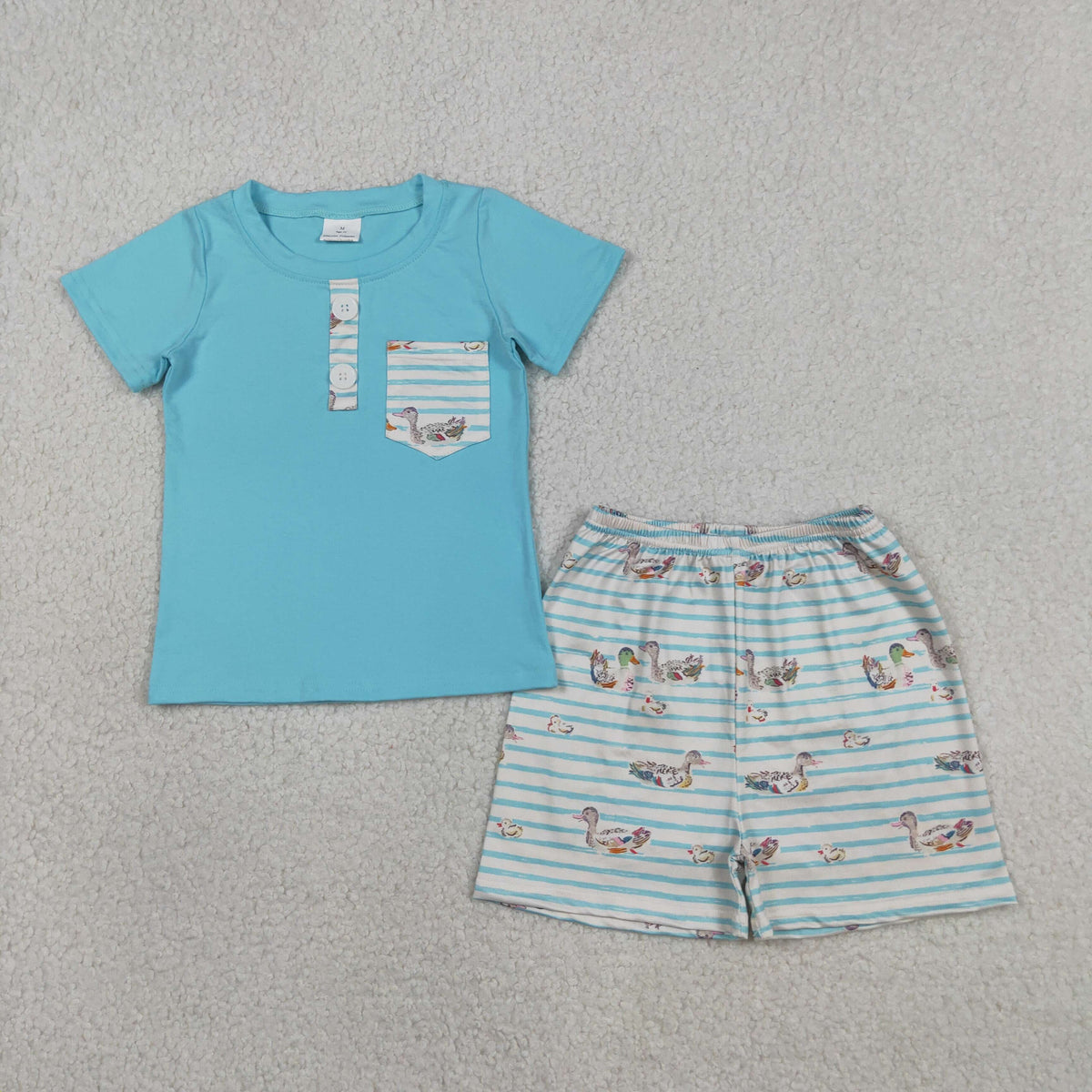 Sibling Baby Boys Short Sleeve Ducks Dogs Pocket Top Pockets Short Hunting Clothes Sets