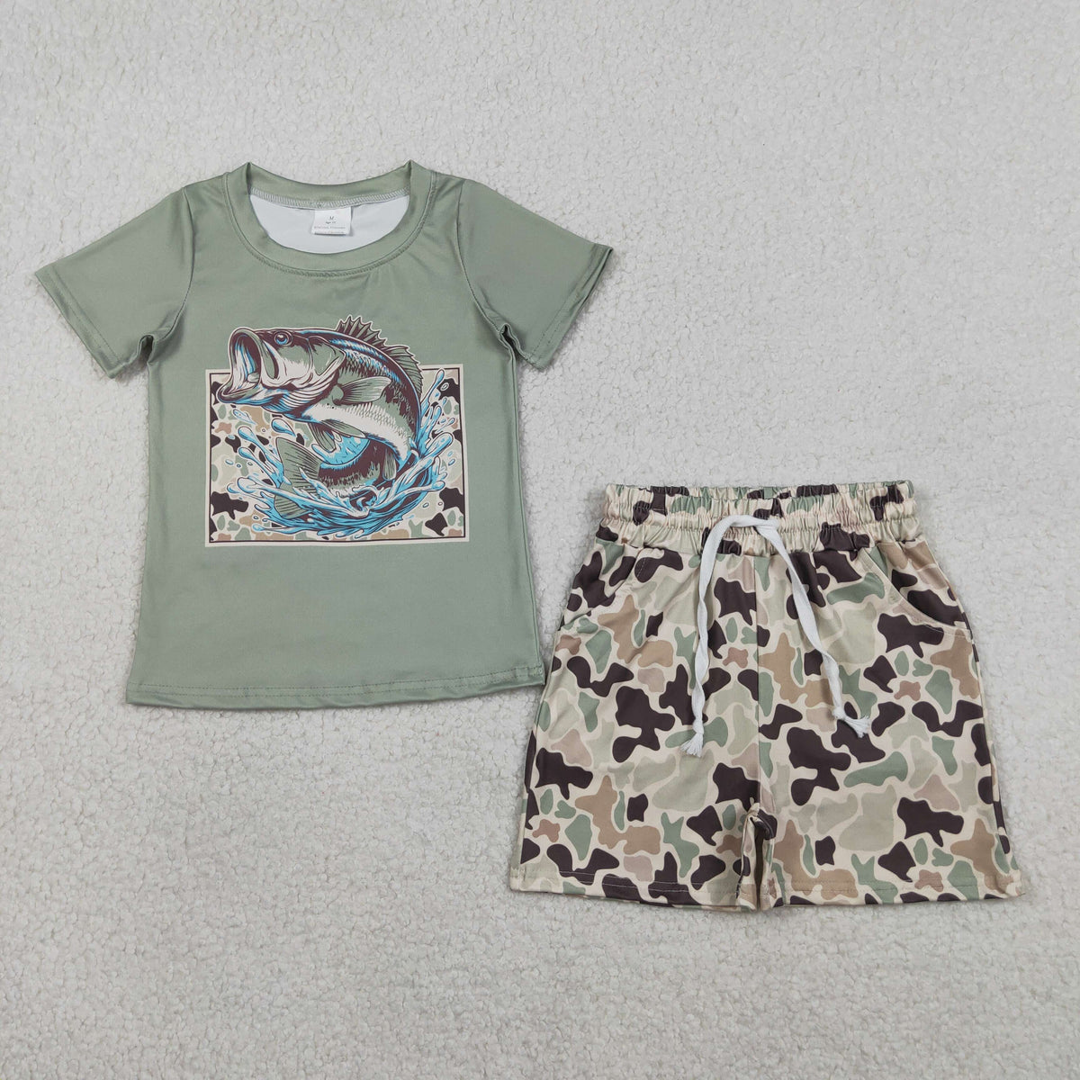 Sibling Baby Boys Short Sleeve Southern Camo Ducks Top Pockets Short Hunting Clothes Sets