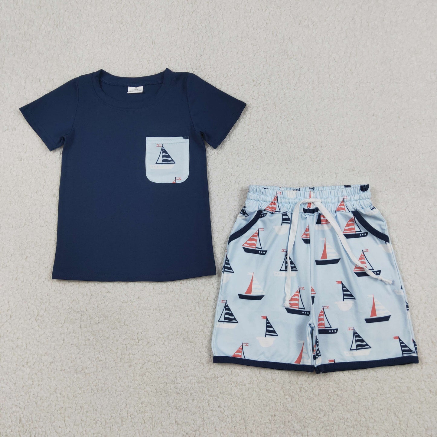 Sibling Baby Boys Short Sleeve Shirt Top Pockets Short Sea World Clothes Sets