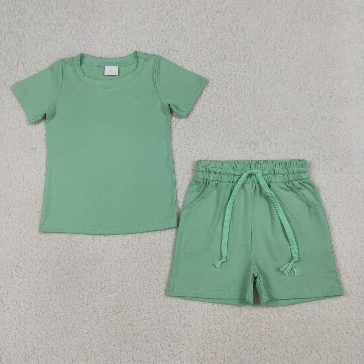 BSSO1886 Baby Boys Green Short Sleeve Top Pockets Short Clothes Set