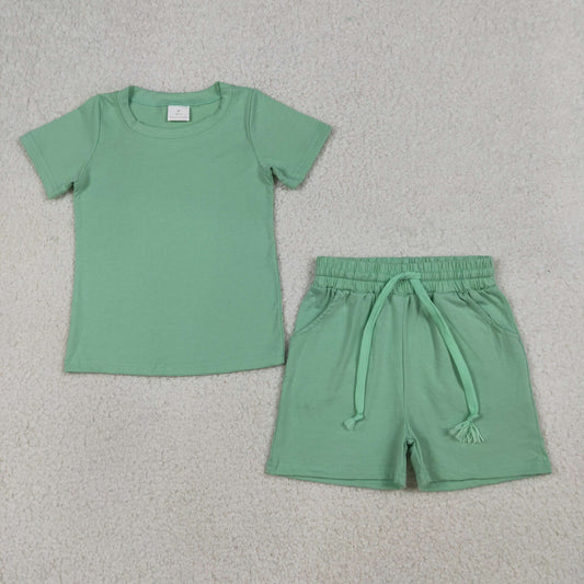 BSSO1886 Baby Boys Green Short Sleeve Top Pockets Short Clothes Set