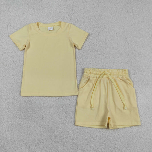 BSSO1888 Baby Boys Yellow Short Sleeve Shirts Top Checked Short Clothes Sets
