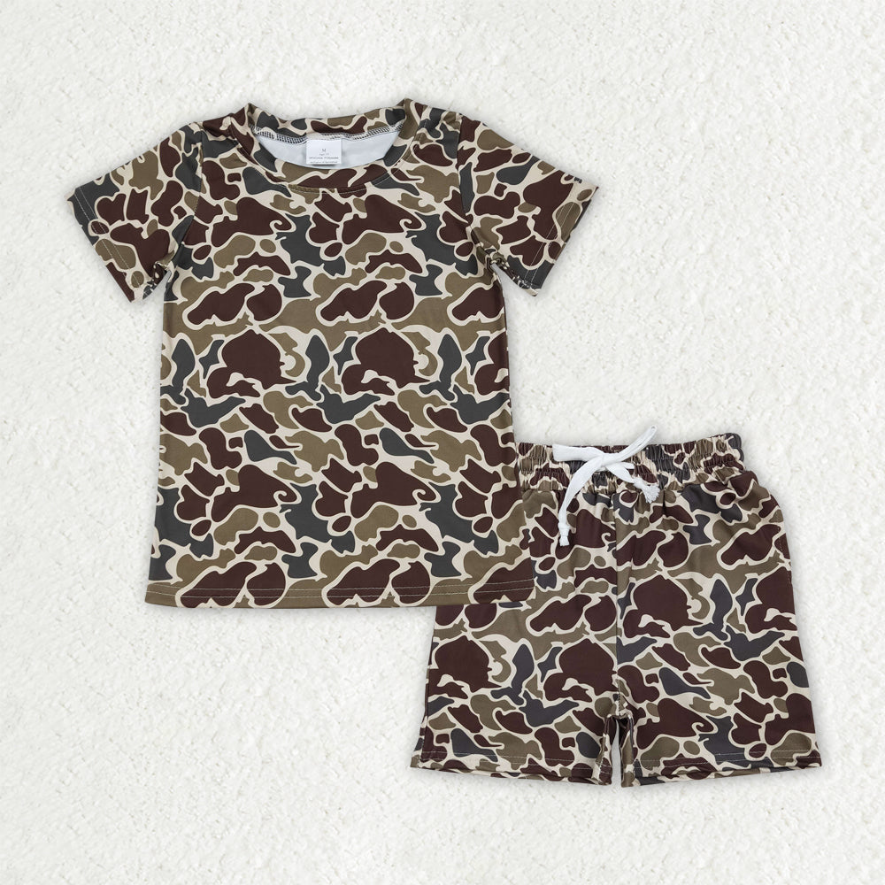 Sibling Baby Boys Short Sleeve Southern Camo Top Pockets Shorts Pajamas Clothes Sets