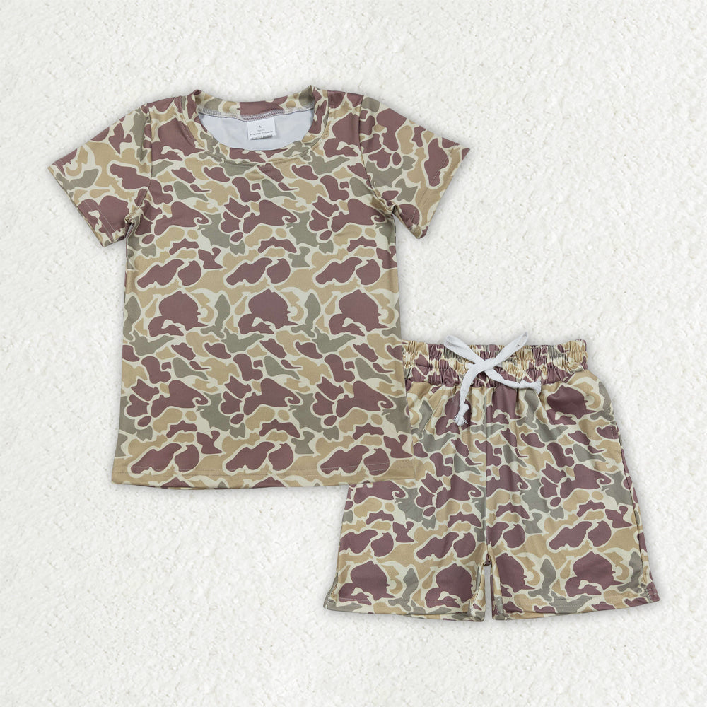 BSSO1909 Baby Boys Southern Khaki Camo Top Pockets Shorts Clothes Sets