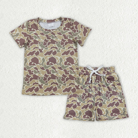 BSSO1909 Baby Boys Southern Khaki Camo Top Pockets Shorts Clothes Sets