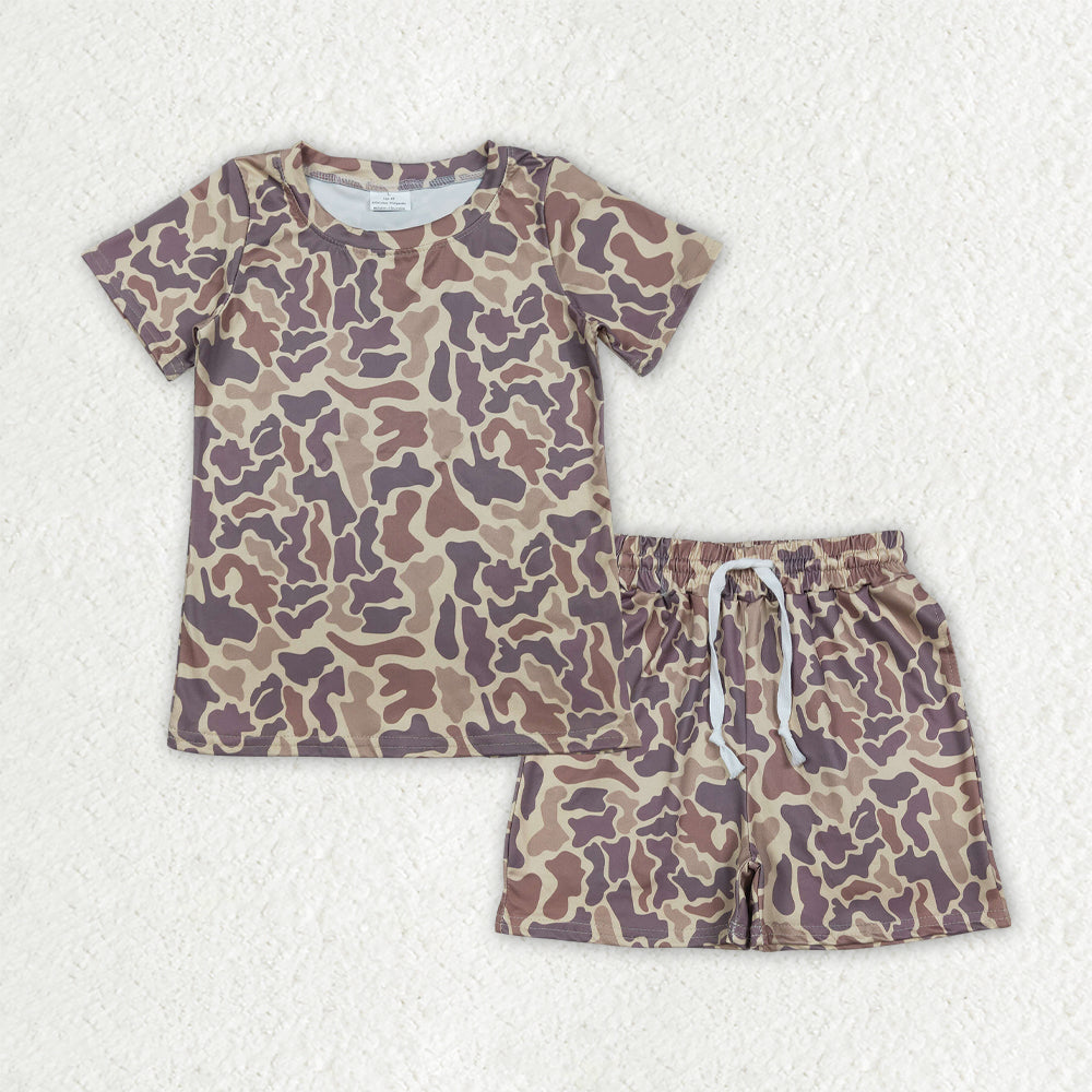 BSSO1910 Baby Boys Southern Brown Camo Top Pockets Shorts Clothes Sets