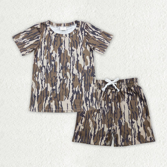 BSSO1912 Baby Boys Southern Olive Camo Top Pockets Shorts Pajamas Clothes Sets