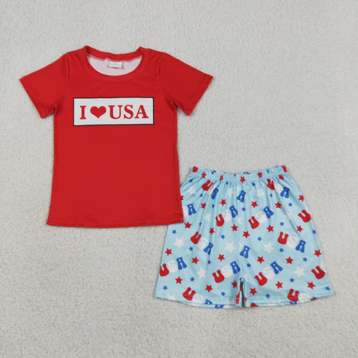 Sibling Baby Kids I Love USA Shirt Shorts 4th of July Clothes Set Knee Length Dress Rompers