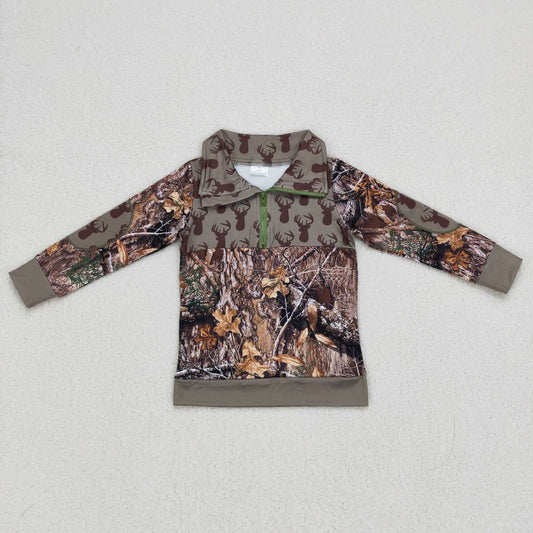 BT0094 baby boy clothes deer green camo shirt